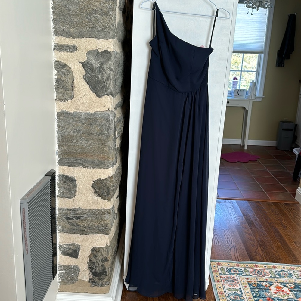 After Six
One-Shoulder Chiffon Maxi Dress With Shirred Front